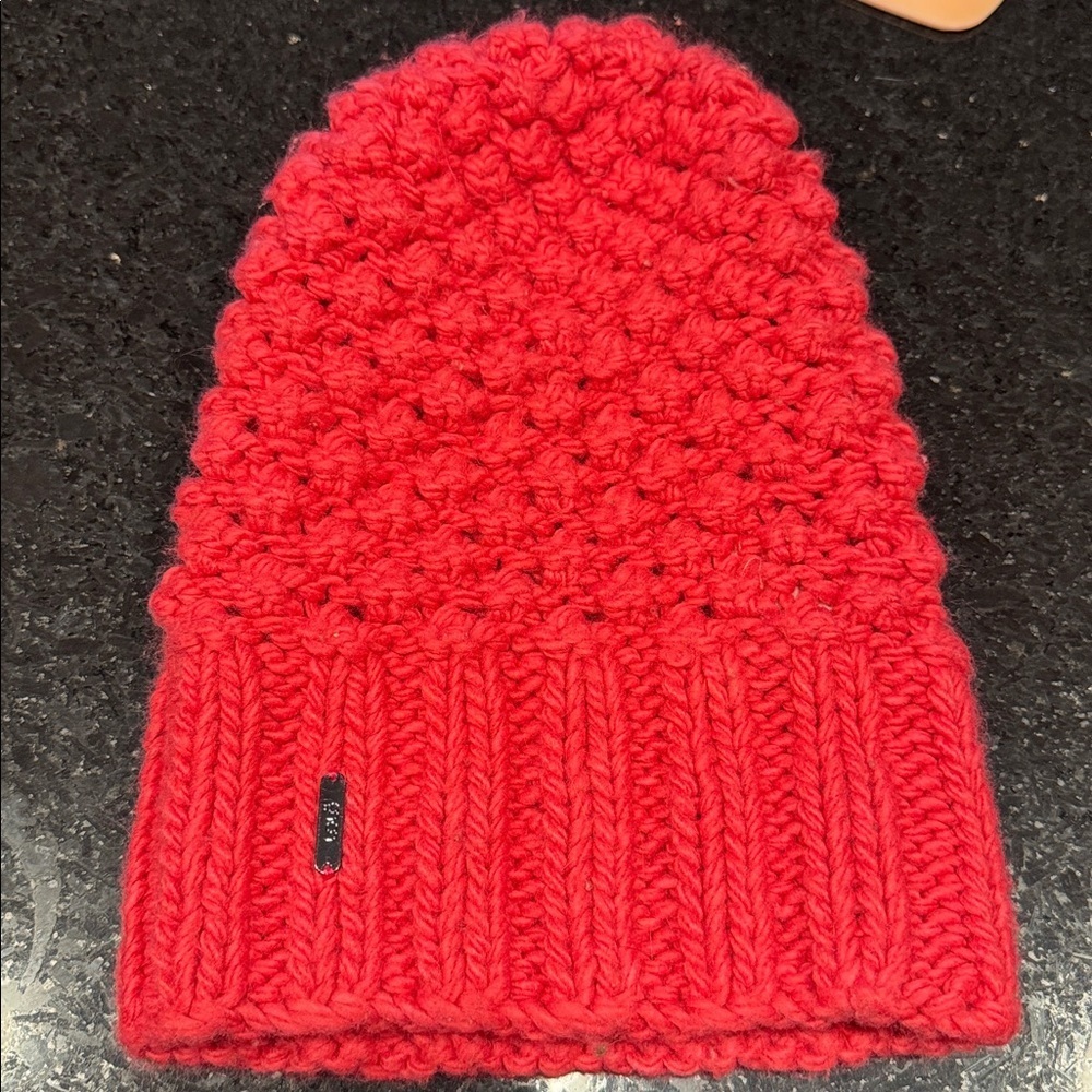 Lole Cozy Fuscia Pink textured Knit Beanie slouch hat one size
